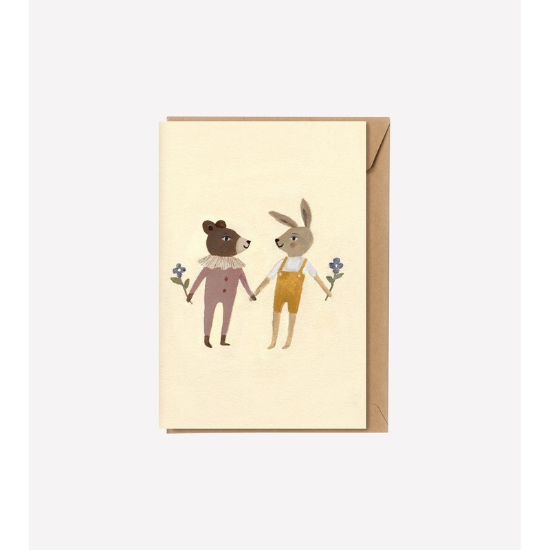 Main Sauvage Teddy and Bunny Card 15x22cm