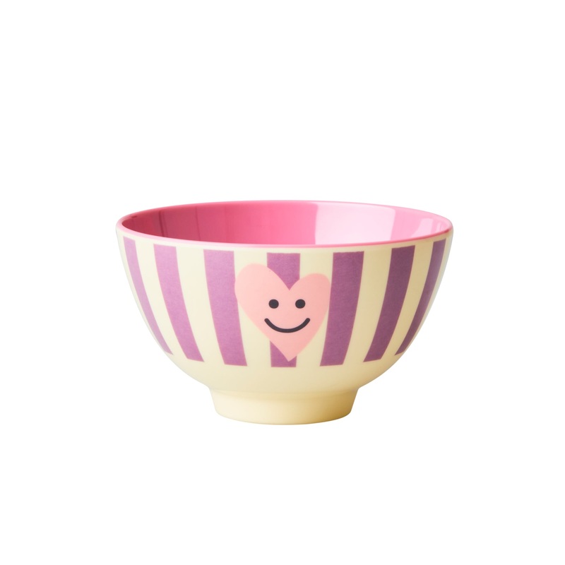 Rice DK Melamine Bowl with Heart Print - Two Tone - Small