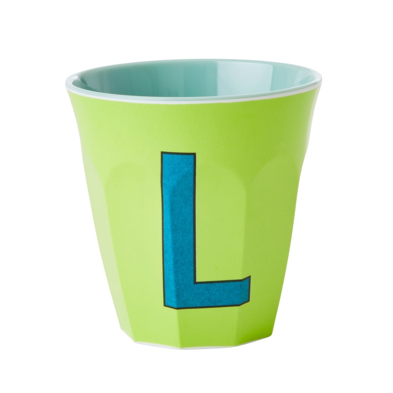 Rice DK Melamine Cup with The Letter L - Green - Two Tone - Medium