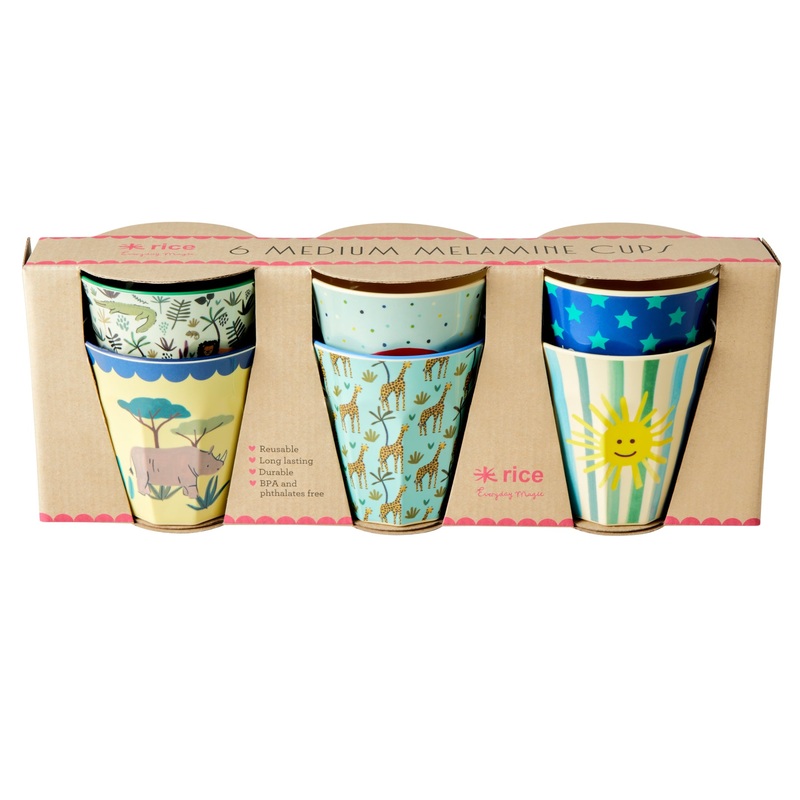 Rice DK Melamine Kids Cup in Assorted Funky Prints - Medium - 6pcs - Giftbox
