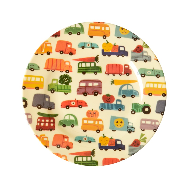 Rice DK Melamine Kids Lunch Plate with Happy Cars Print