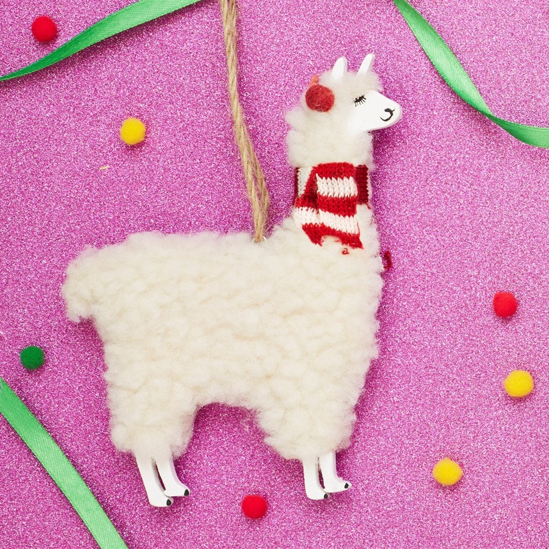 RJB Stone Festive Llama Hanging Decoration