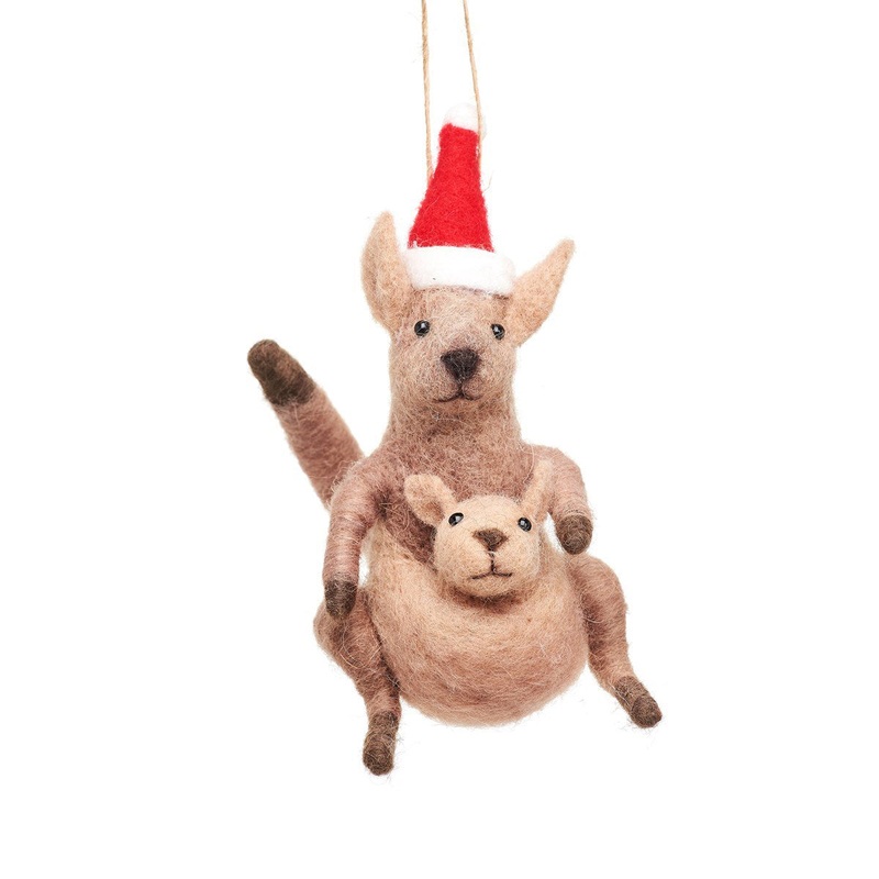 RJB Stone Kangaroo & Baby Felt Decoration