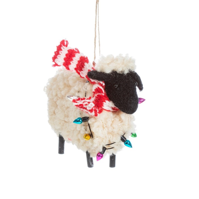 RJB Stone Sheep in Scarf Felt Decoration
