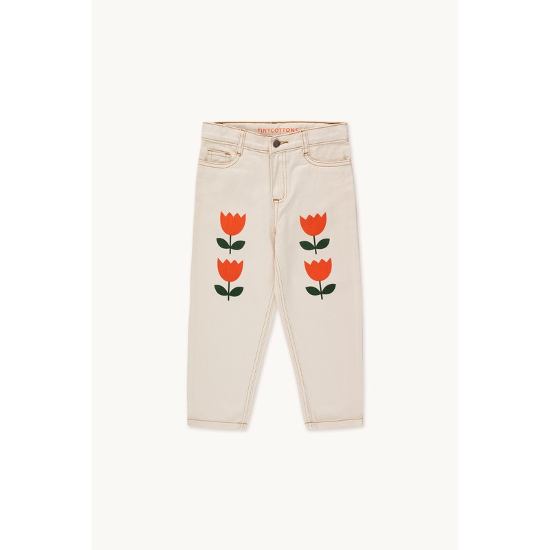 TINYCOTTONSFlowers Baggy Jeans Nude