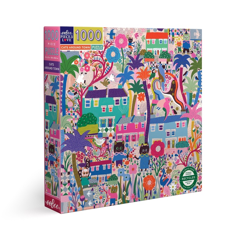 eeBoo Cats Around Town 1000 pc Square Puzzle