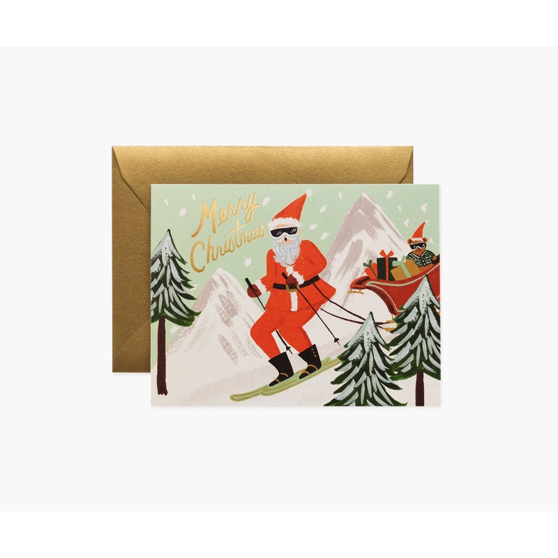 Rifle Paper Co Skiing Santa Card