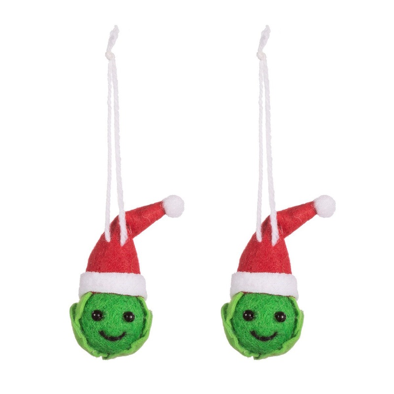 RJB Stone Festive Brussel Sprout Felt Hanging Decoration Set of 2