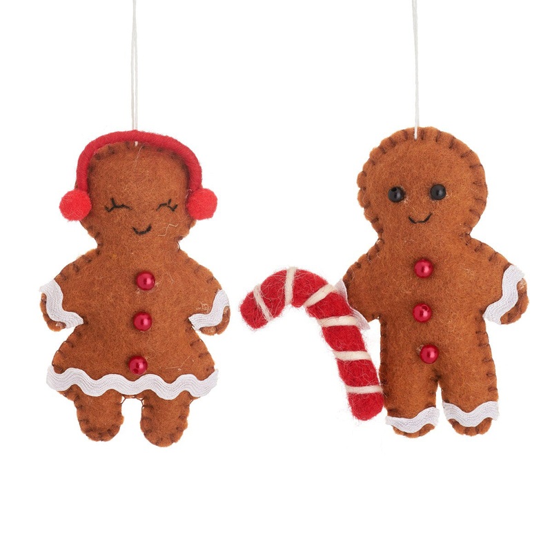 RJB Stone Gingerbread Couple Hanging Decoration - Set Of 2