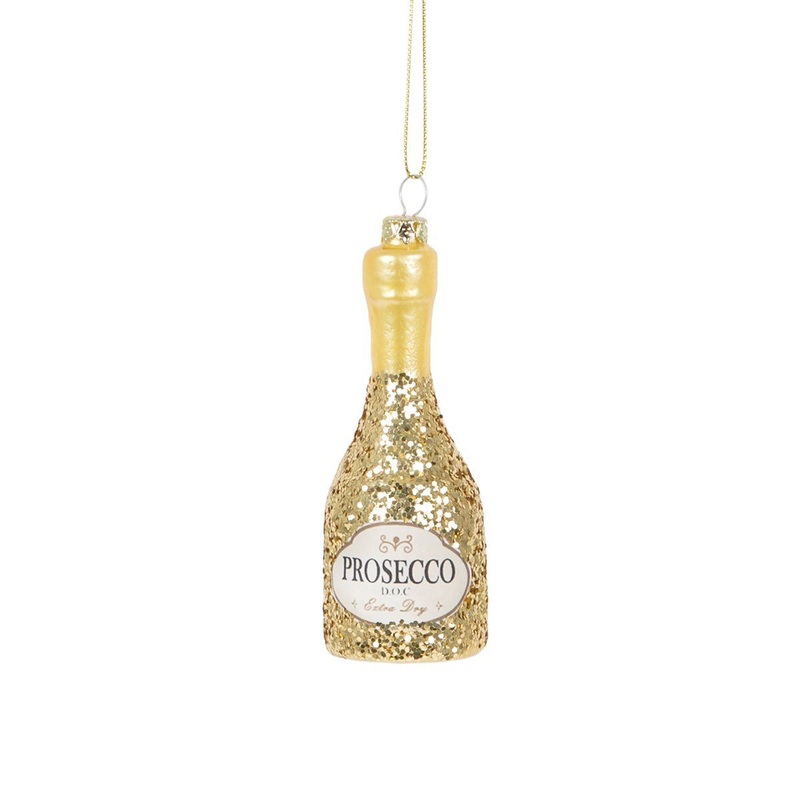 RJB Stone Lets Celebrate Glitter Prosecco Bottle Shaped Bauble