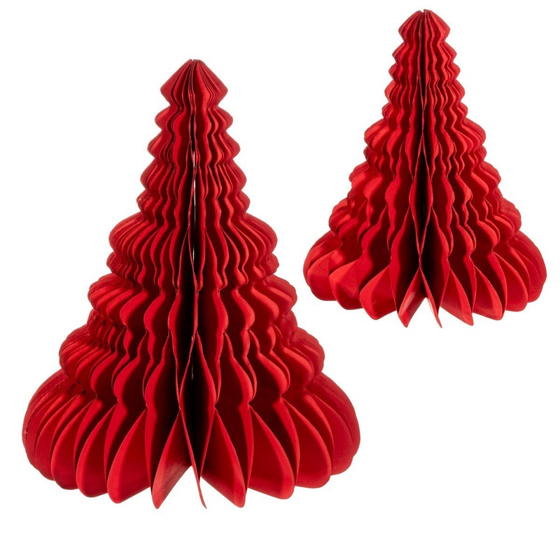 RJB Stone Red Honeycomb Tree Standing Decoration - Set of 2