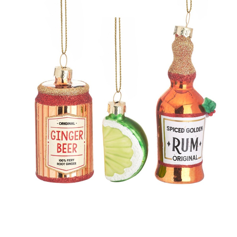 RJB Stone Rum and Ginger Beer Shaped Baubles - Set of 3
