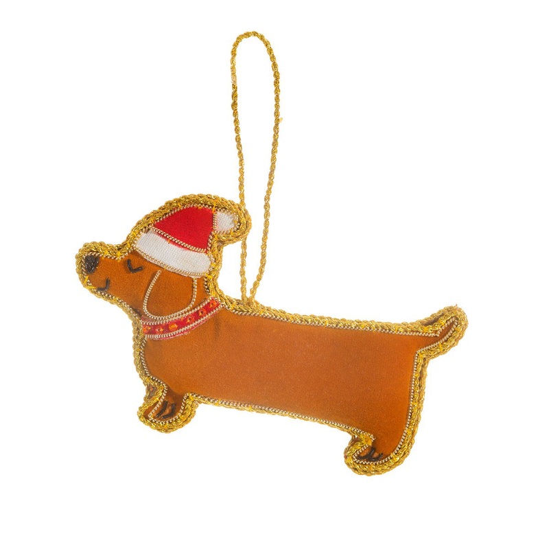 RJB Stone Santa Sausage Dog Zari Decoration