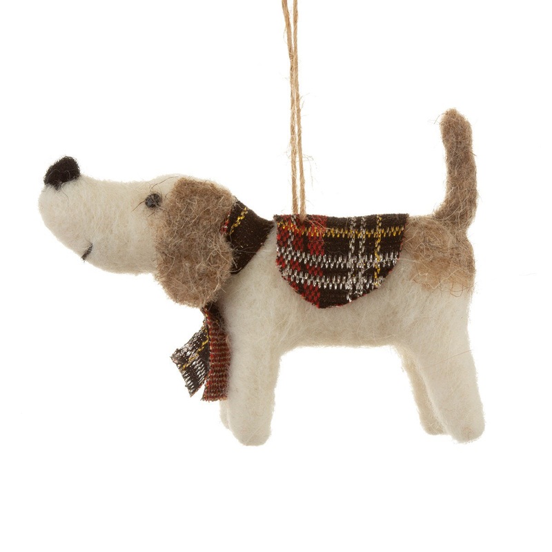 RJB Stone Tartan Dog Hanging Felt Decoration