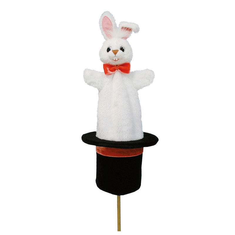 Bass & Bass Pop Up Hand Puppet Bunny in Magician Hat