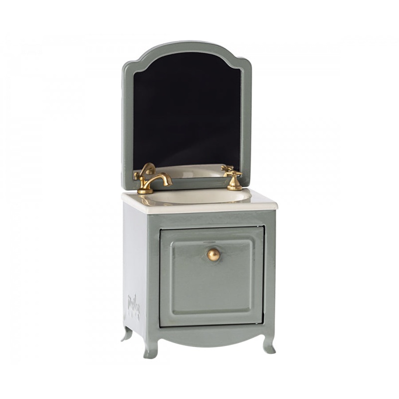 Maileg Sink Dresser W. Mirror, Mouse - Dark Mint