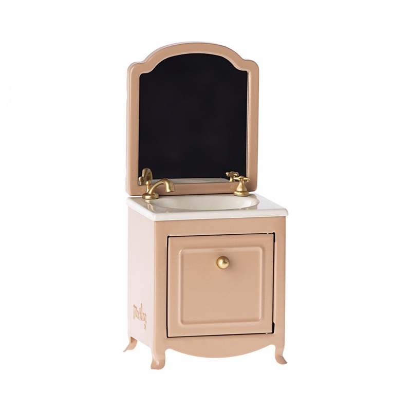 Maileg Sink Dresser W. Mirror, Mouse - Dark Powder