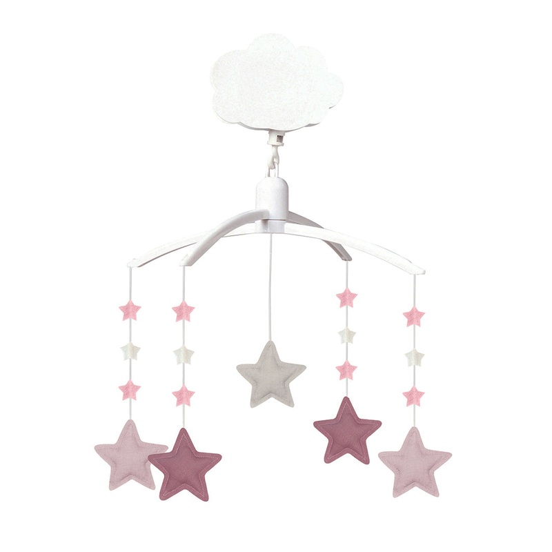 Trousselier Musical Mobile Stars - Old Pink Beige & Ouder Pink Linen