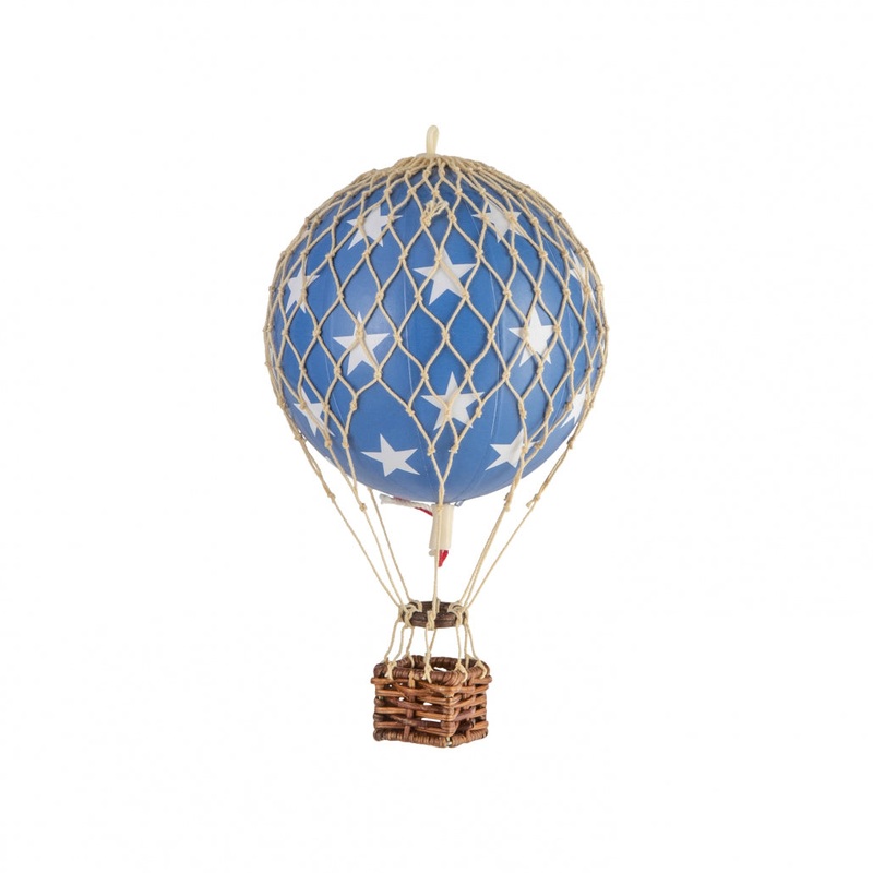 Authentic Models Floating The Skies, Blue Stars - Hot Air Balloon Hanging Decor - 13cm