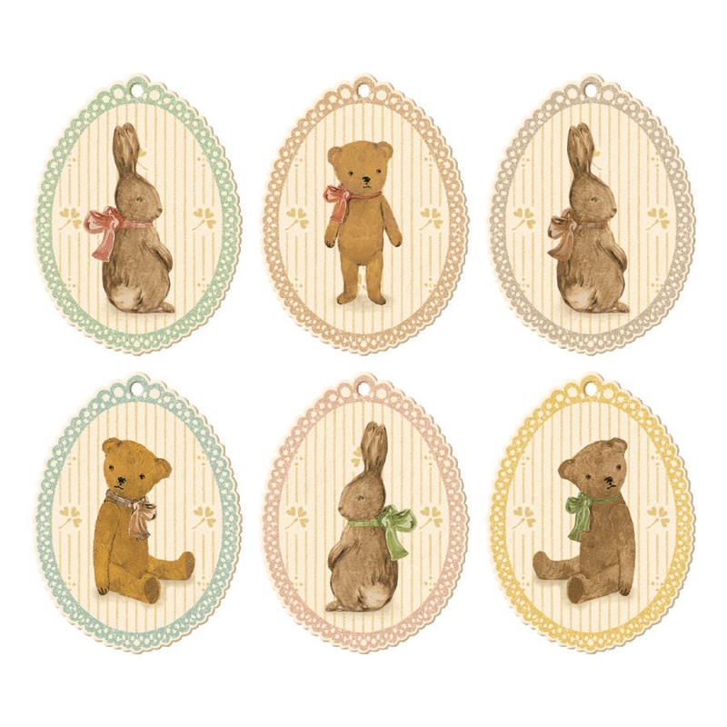Maileg Gift Tags, Bunnies and Teddies 12 pcs.