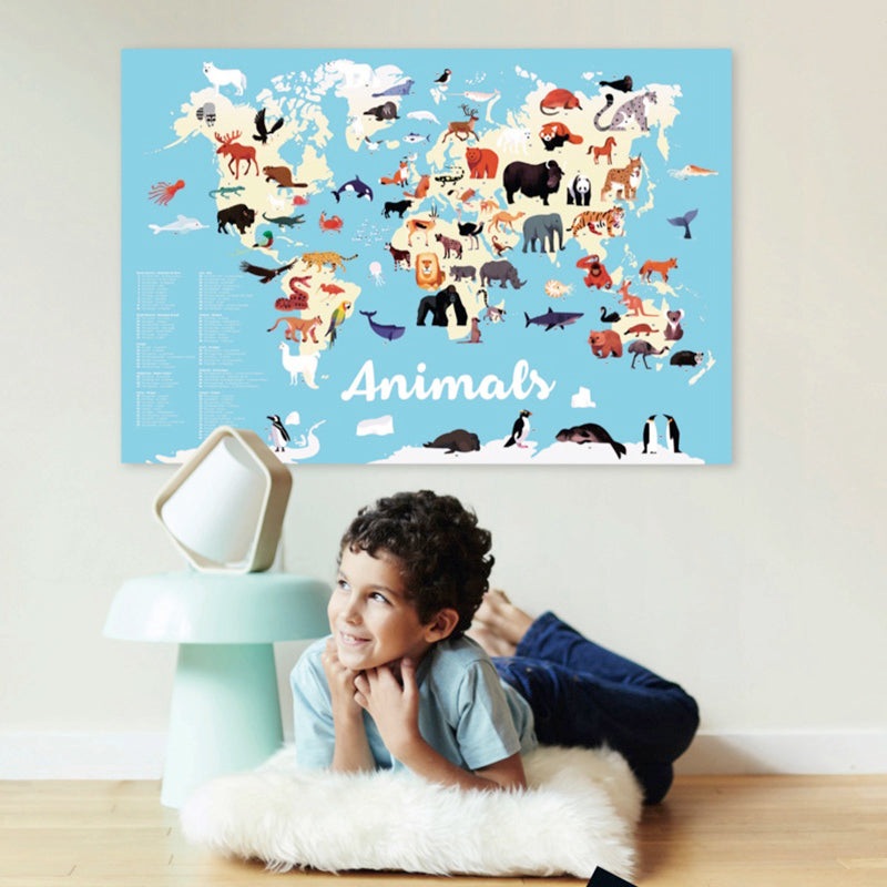 Poppik Discovery Animals of The World Educational Poster with 67 Stickers