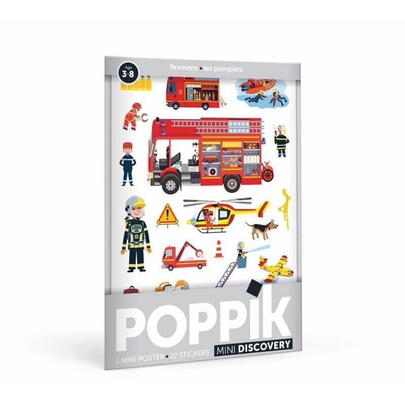 Poppik Mini Discovery Firemen Educational Poster with 22 Stickers
