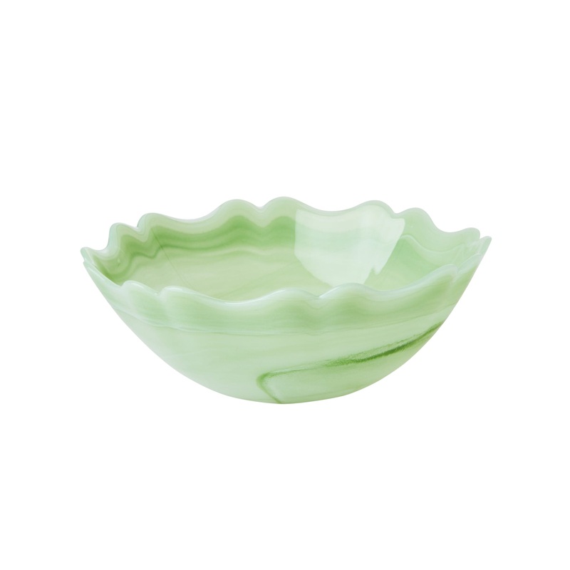 Rice DK Alabaster Glass Bowl in Green - 500ml Green