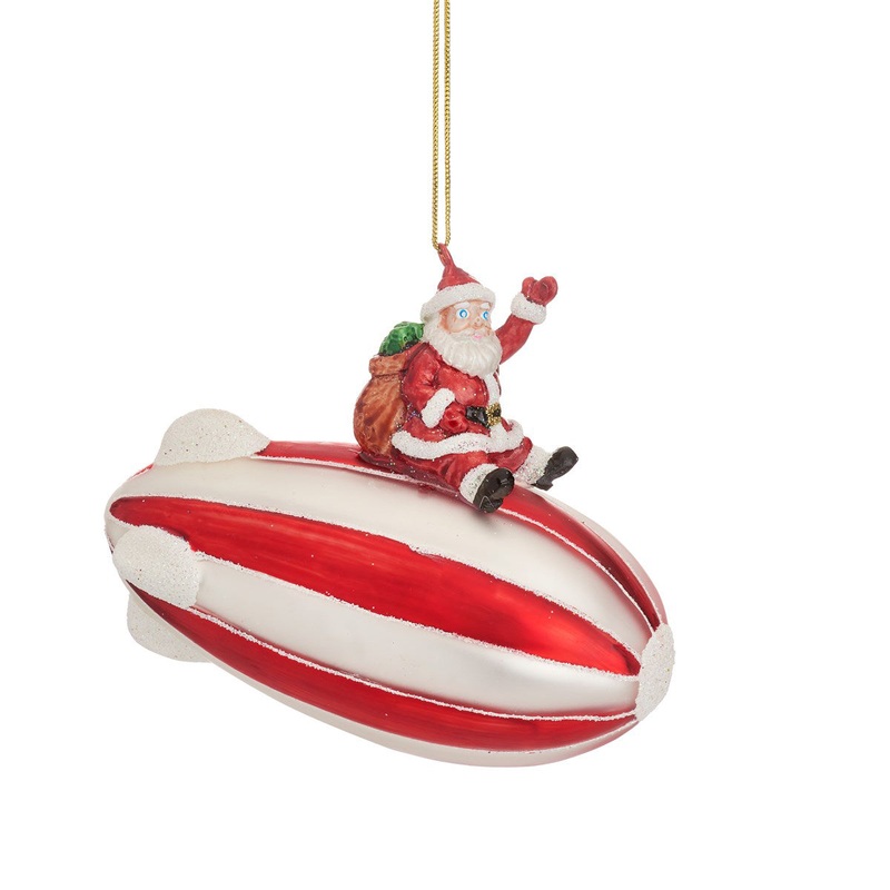 RJB Stone Santa on Zeppelin Shaped Bauble