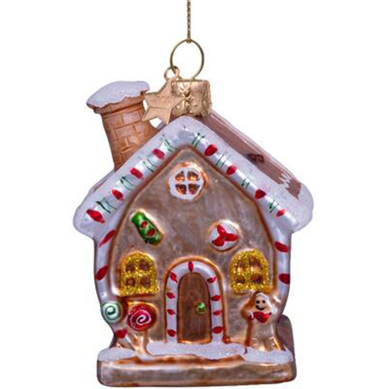 Vondels Ornament Glass Gingerbread House Multi H9.5cm