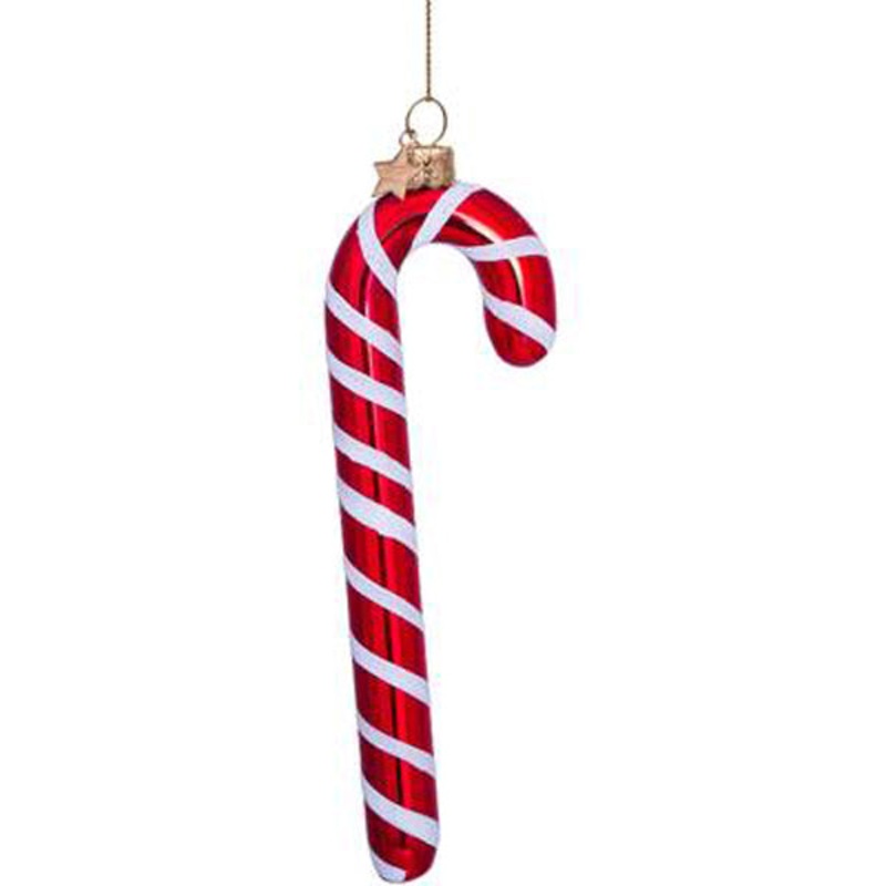 Vondels Ornament Glass Red/White Candy Cane H14cm