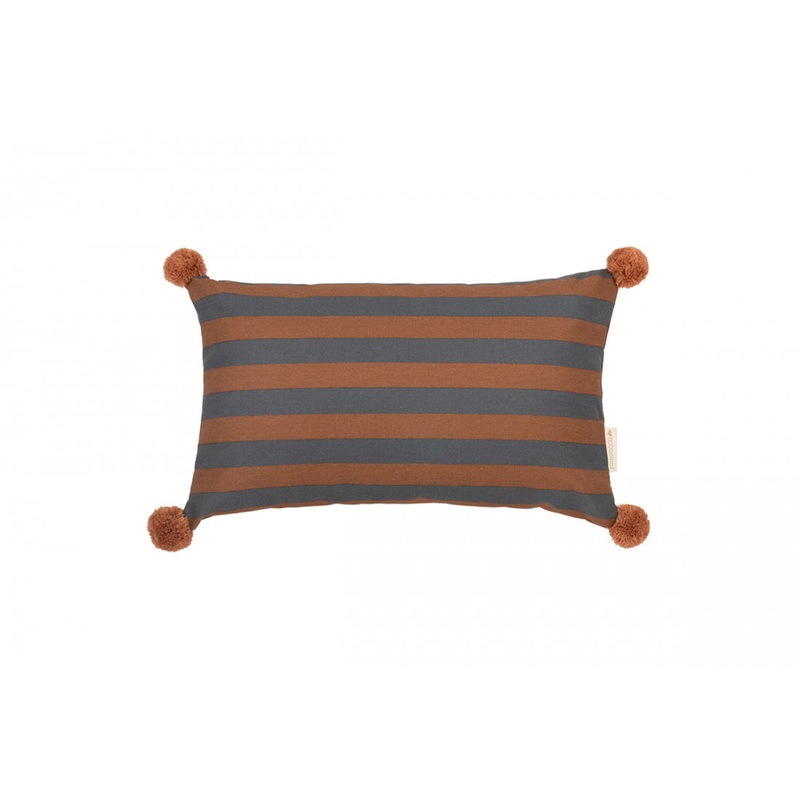 nobodinoz Majestic Rectangular Cushion Blue Brown Stripes