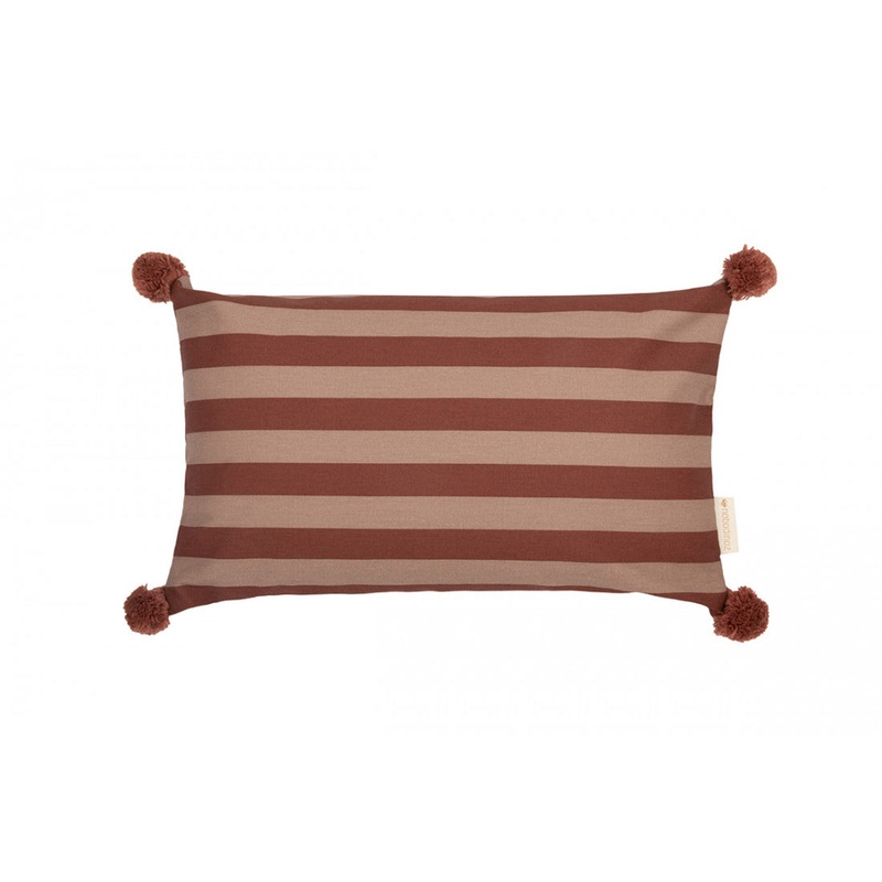 nobodinoz Majestic Rectangular Cushion Marsala Taupe Stripes