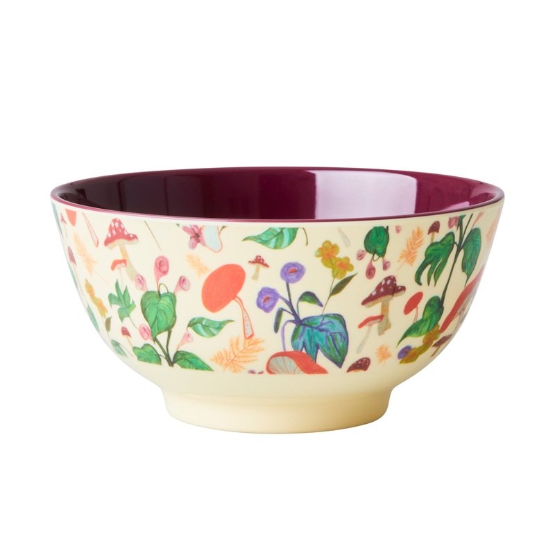 Rice DK Melamine Bowl with Mushroom Print Medium