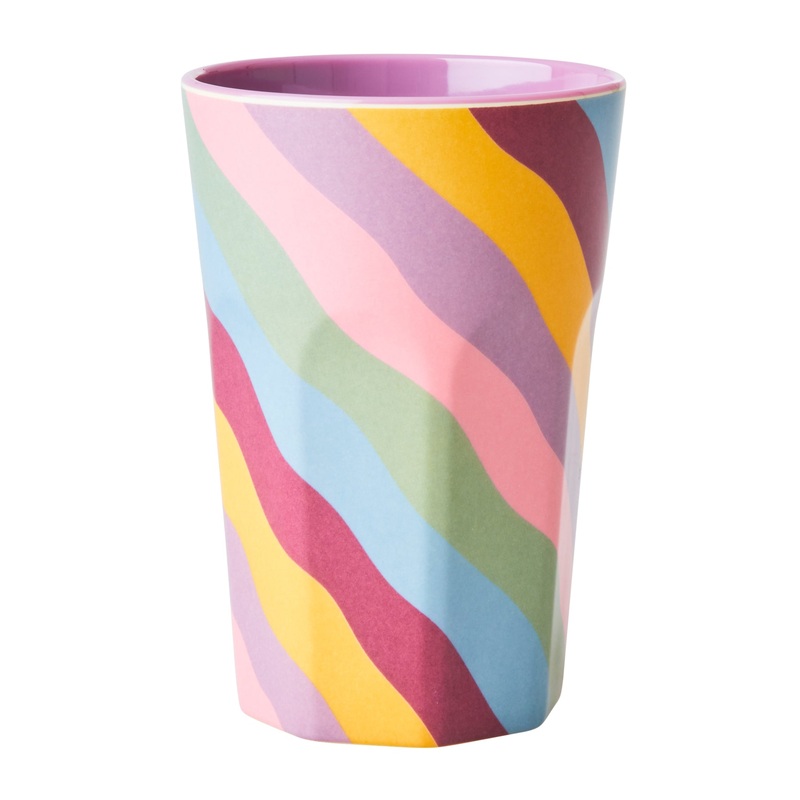 Rice DK Melamine Cup with Funky Stripes Print Two Tone Tall