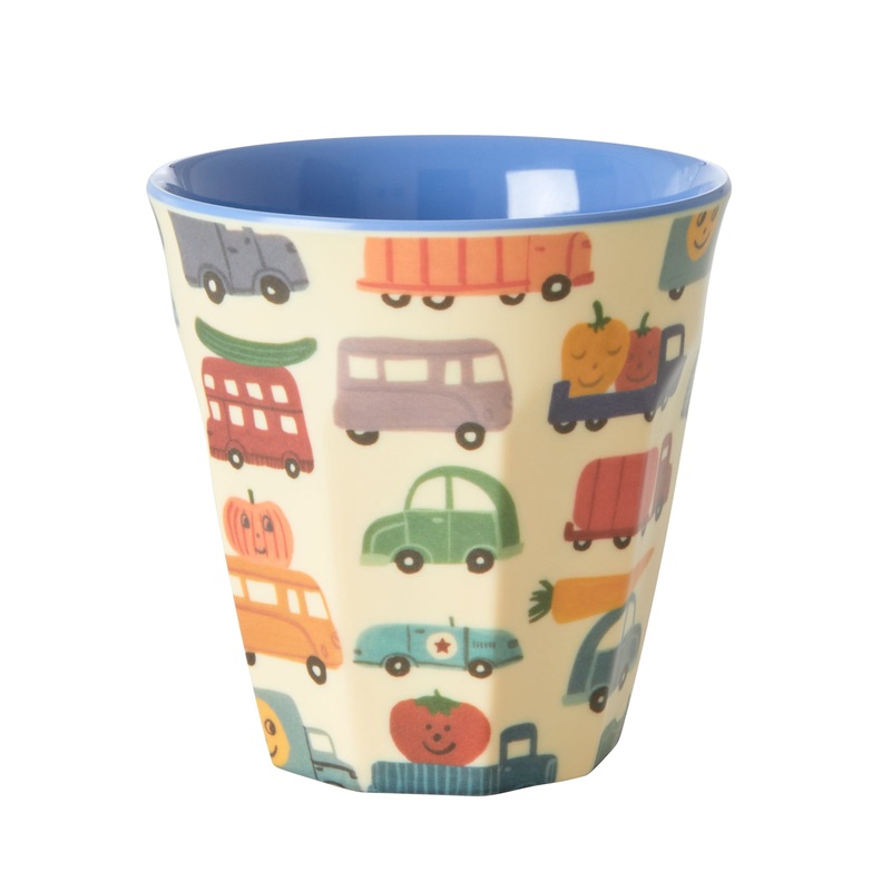 Rice DK Melamine Cup with Happy Cars Print - Two Tone - Medium