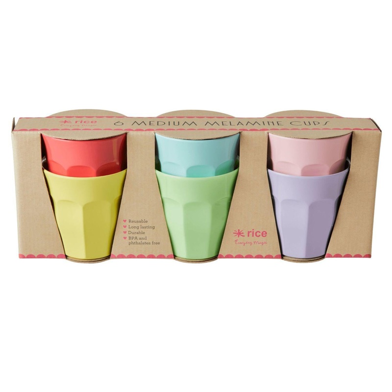Rice DK Melamine Cups Yippie Yippie Yeah' Colors - Medium - 6 pcs - Giftbox