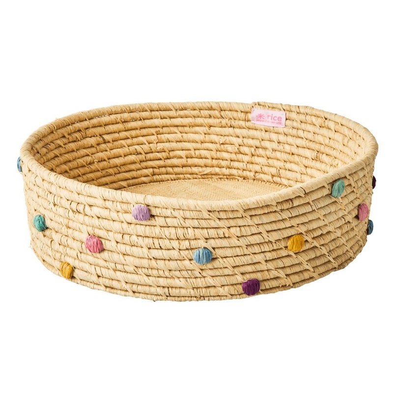 Rice DK Raffia Basket with AW22 Dots Large