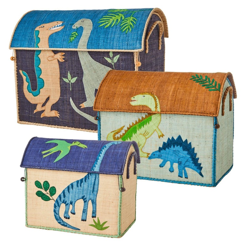Rice DK Raffia Toy Baskets with Dinosaur Theme