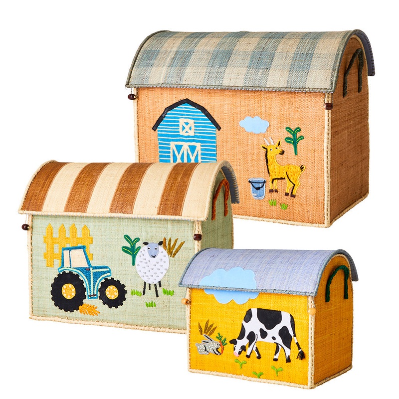 Rice DK Raffia Toy Baskets with Farm Theme