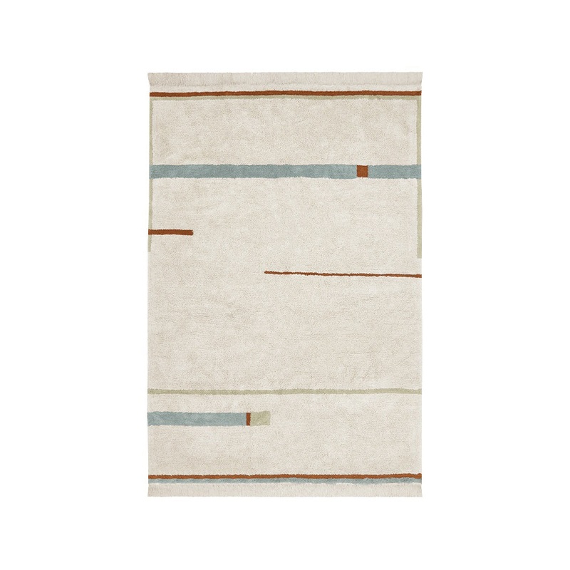 Lorena Canals Maxi Rugs Lane Natural - Vintage Blue Machine Washable Cotton Rug - 200x300cm (Pre-Order; Est. Delivery in 4-8 Weeks)