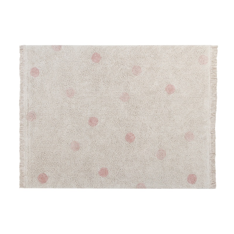Lorena Canals Re-Edition Polka Dots Hippy Dots Natural Vintage Nude Machine Washable Cotton Rug (Pre-Order; Est. Delivery in 4-8 Weeks)