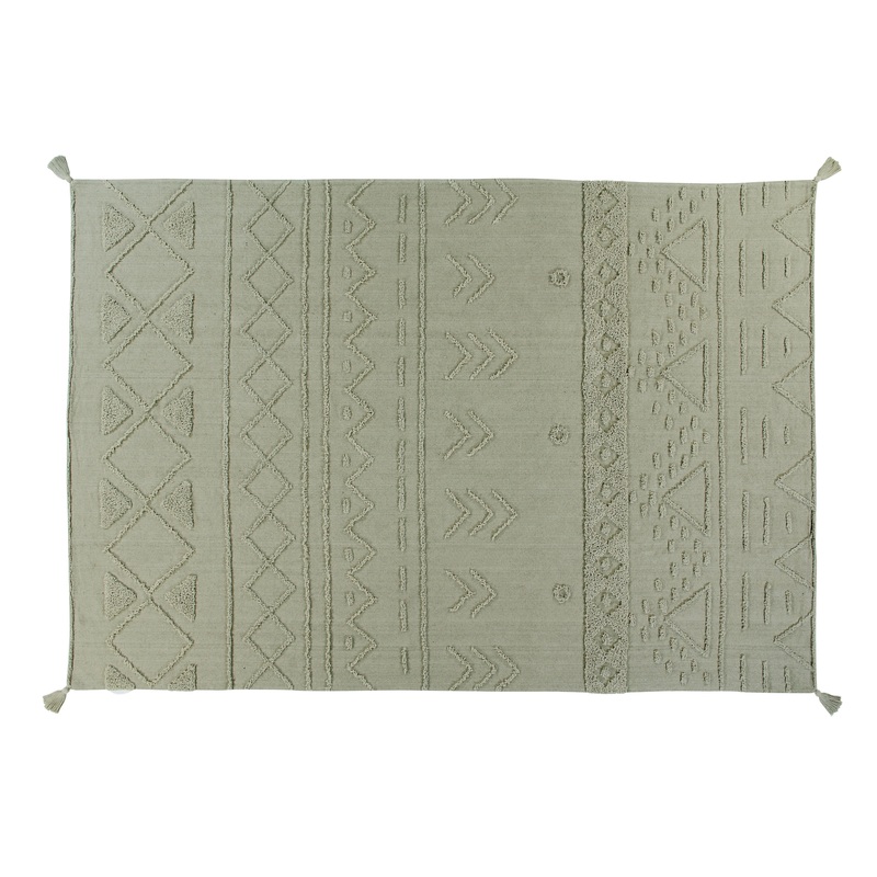 Lorena Canals Re-Edition Tribu Olive Machine Washable Cotton Rug