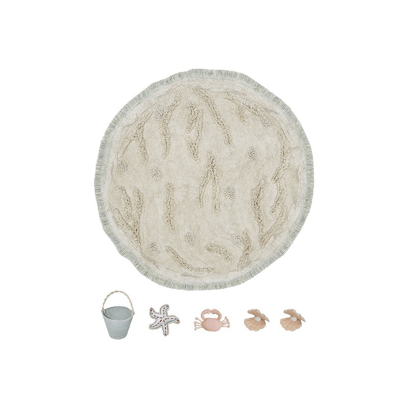 Lorena Canals Sea Wonders Island Machine Washable Cotton Play Rug - 120x120cm (Pre-Order; Est. Delivery in 4-8 Weeks)