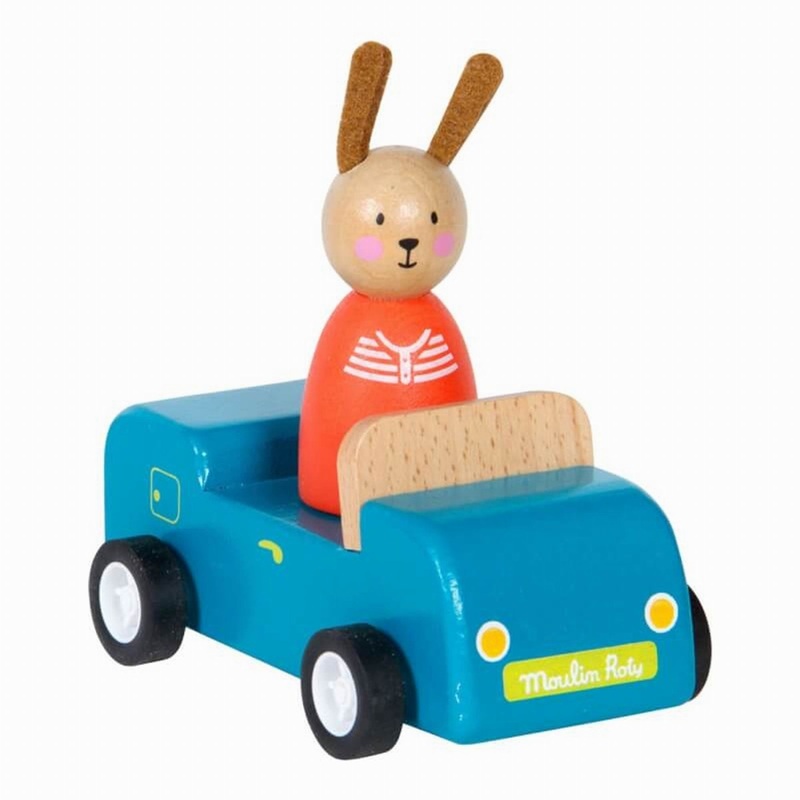 Moulin Roty La Grande Famille Wooden Blue Car