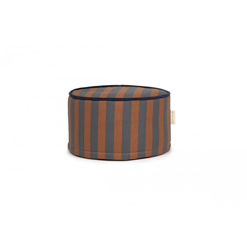 nobodinoz Majestic Round Stool Blue Brown Stripes