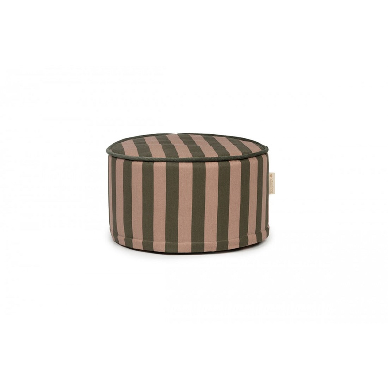nobodinoz Majestic Round Stool Green Taupe Stripes