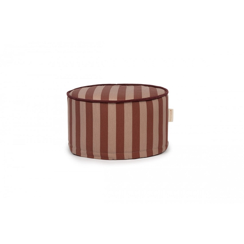 nobodinoz Majestic Round Stool Marsala Taupe Stripes