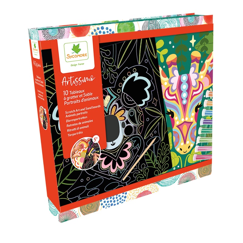 Sycomore XL Multi Activities - Scratch Art and Sand  Animal Portraits