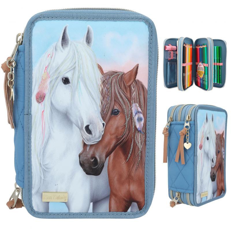 Depesche Miss Melody Triple Pencil Case Blue Quilt