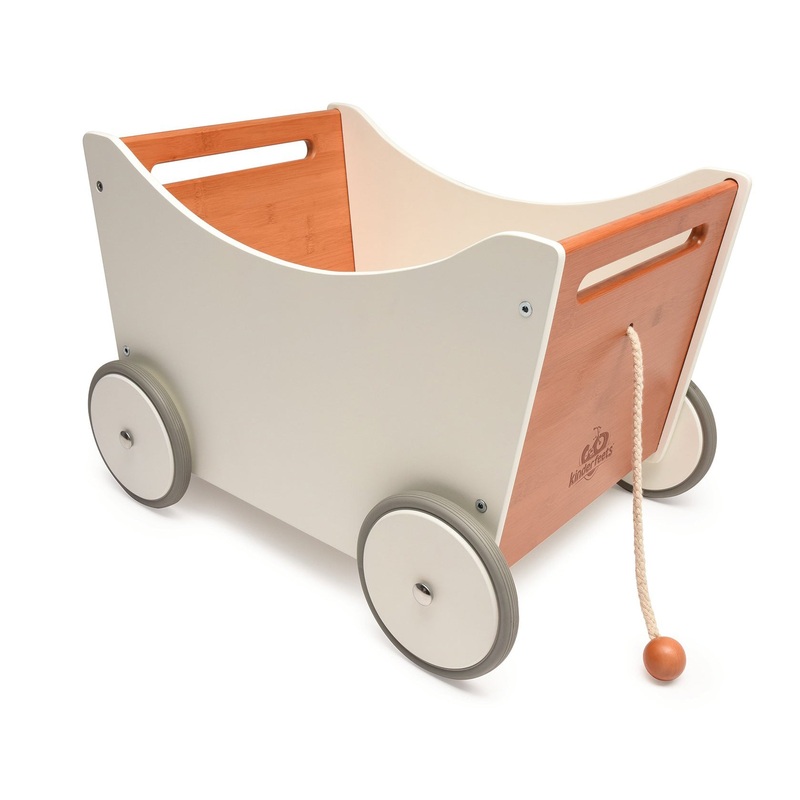 Kinderfeets Toy Box & Walker - White/Bamboo
